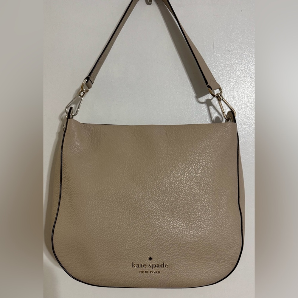Kate Spade Taupe Lexy Pebbled Leather Shoulder Bag with Gold Hardware